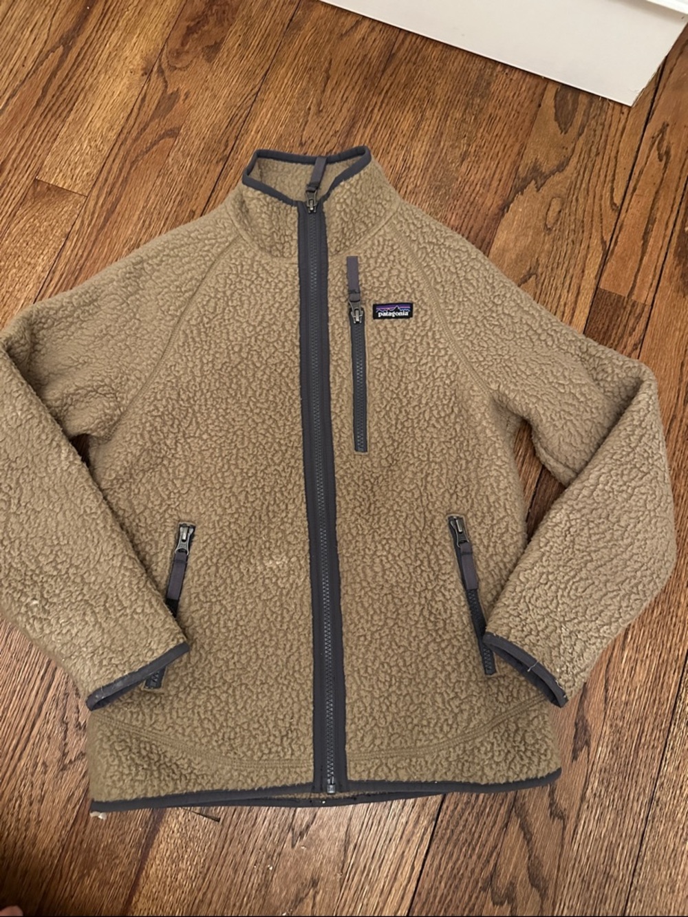 Patagonia Fleece Jacket in Taupe with Dark Trim
